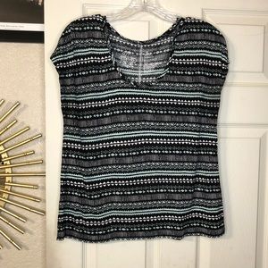 Empyre Scoop Neck Soft Knit Top Geo Stripes Medium